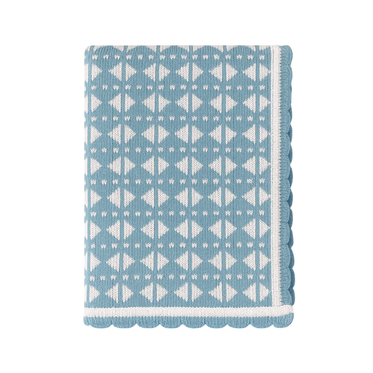 Robins Handmade Knitted Baby Blanket – Blue Collection