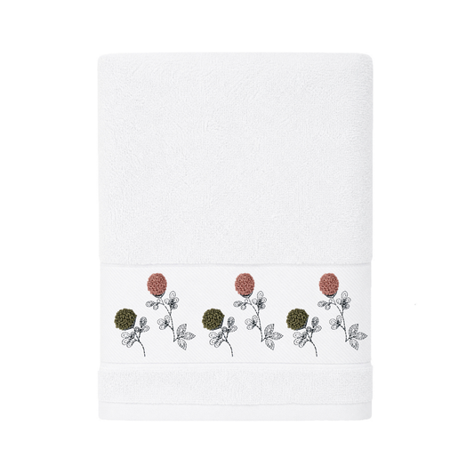 Robins Floral Embroidered Bath Towel – 70 × 140 cm