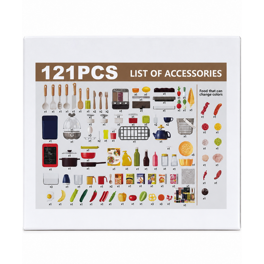 Deluxe Kids Kitchen Play Set with 121 Accessories (Ages 3+)
