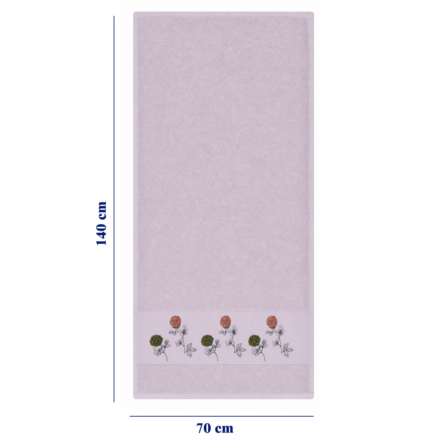 Robins Floral Embroidered Bath Towel – 70 × 140 cm