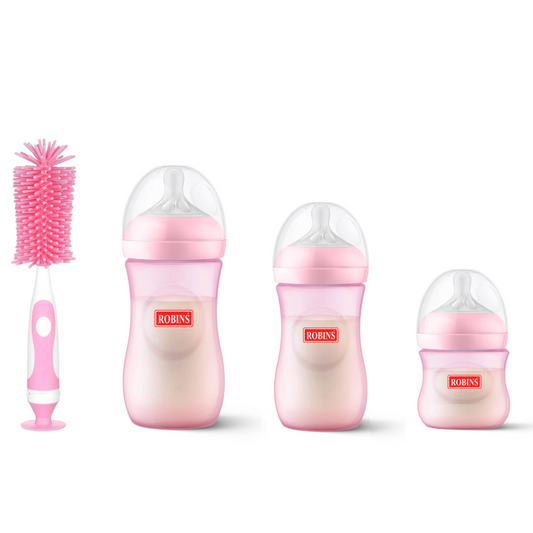 Robins Natural Feeding Anti Colic Feeding Bottles 4-Pcs Set