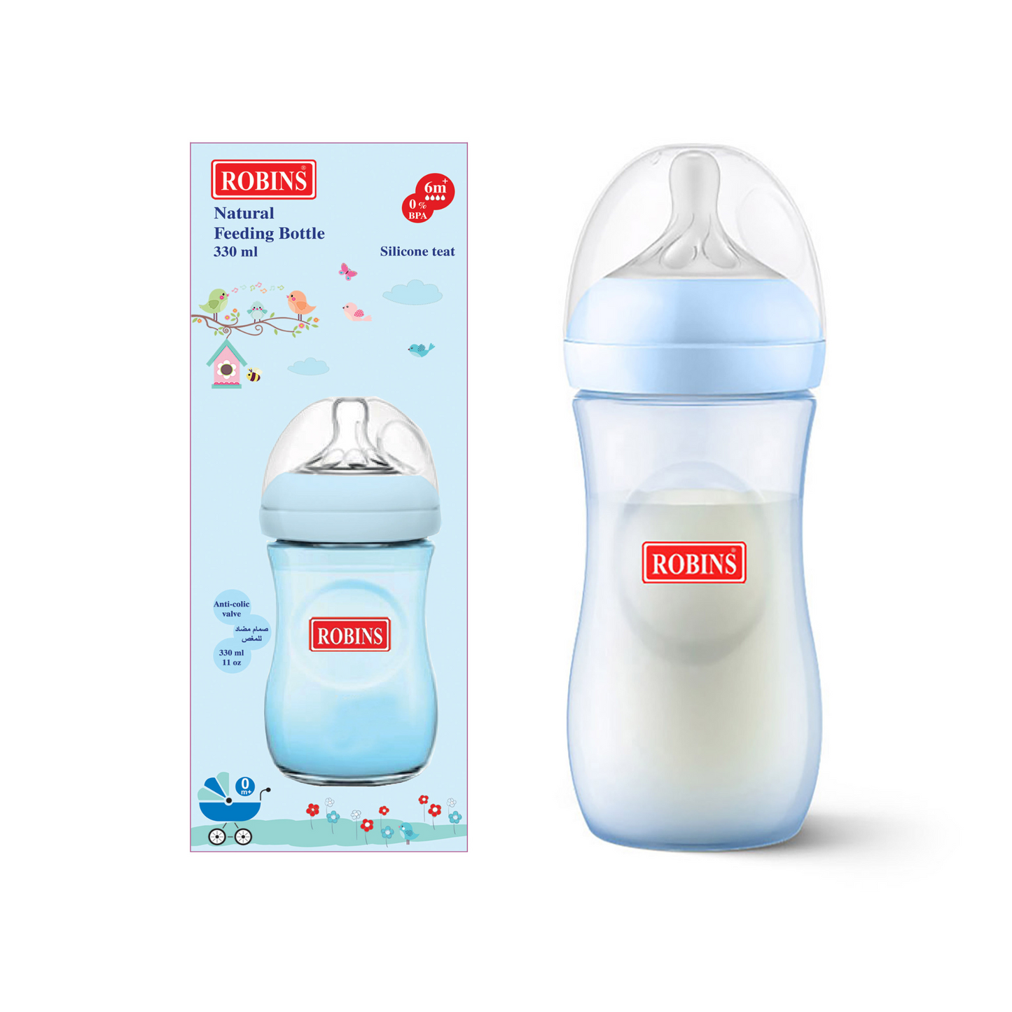 Robins Natural Feeding Anti Colic Feeding Bottles (3 Sizes)