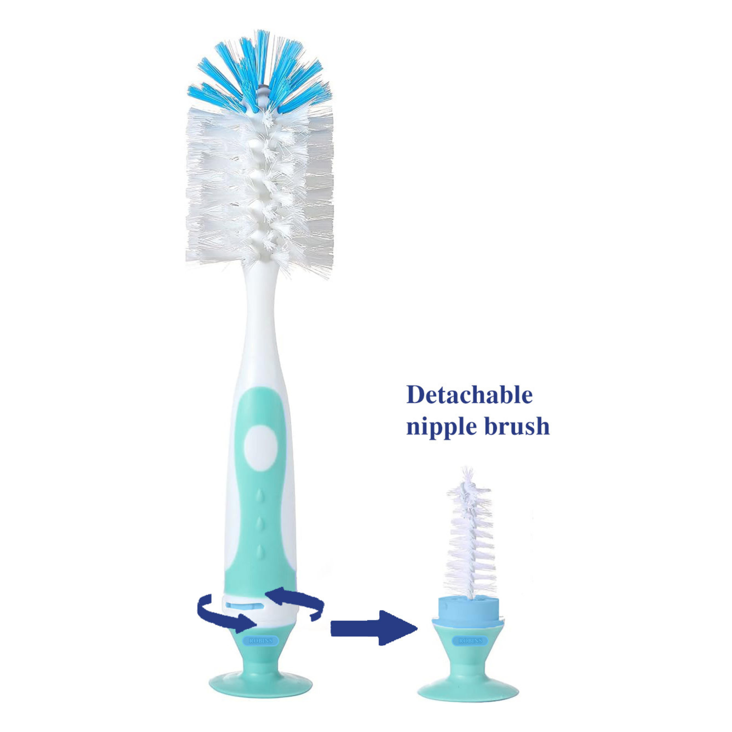 Robins Baby Bottle Brush with Detachable Nipple Cleaner