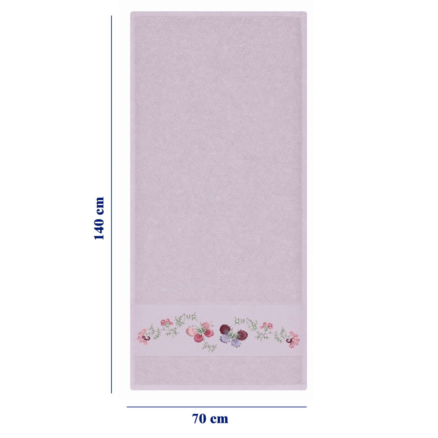 Robins Floral Embroidered Bath Towel – 70 × 140 cm