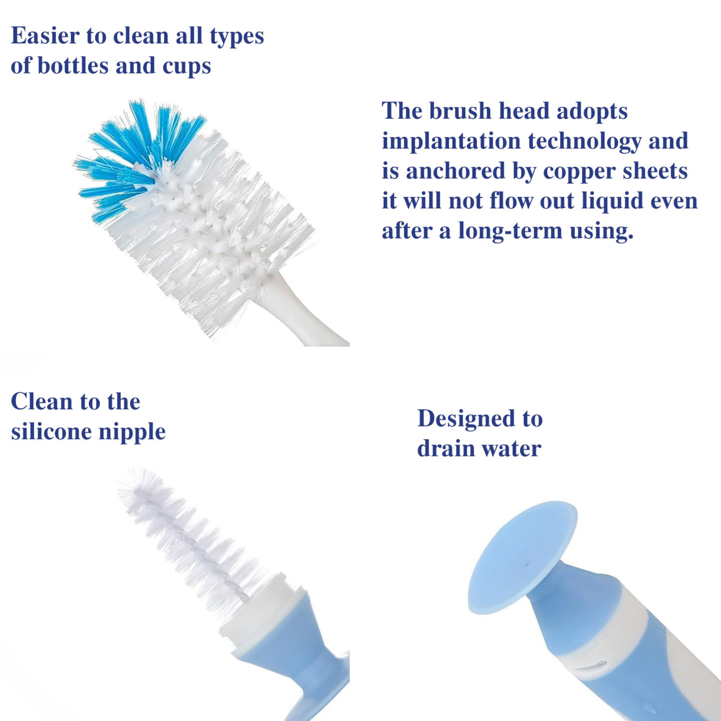 Robins Baby Bottle Brush with Detachable Nipple Cleaner