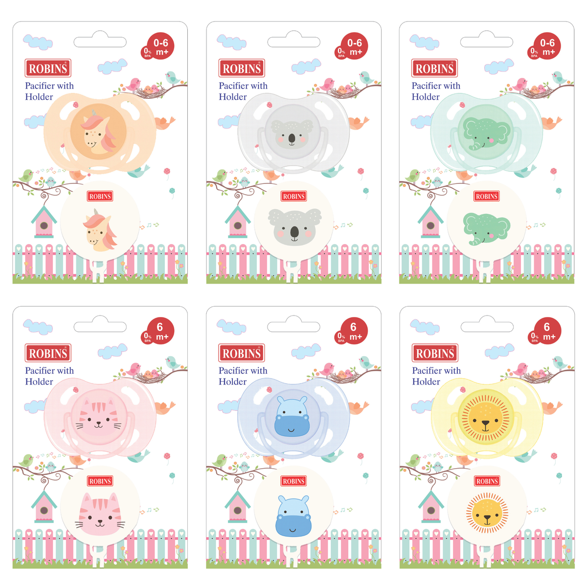 Robins Baby Pacifier with Chain Holder