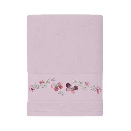 Robins Floral Embroidered Bath Towel – 70 × 140 cm