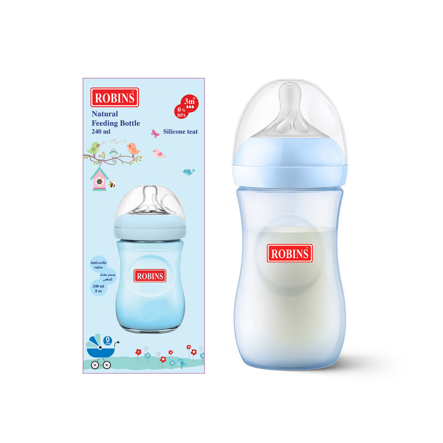 Robins Natural Feeding Anti Colic Feeding Bottles (3 Sizes)