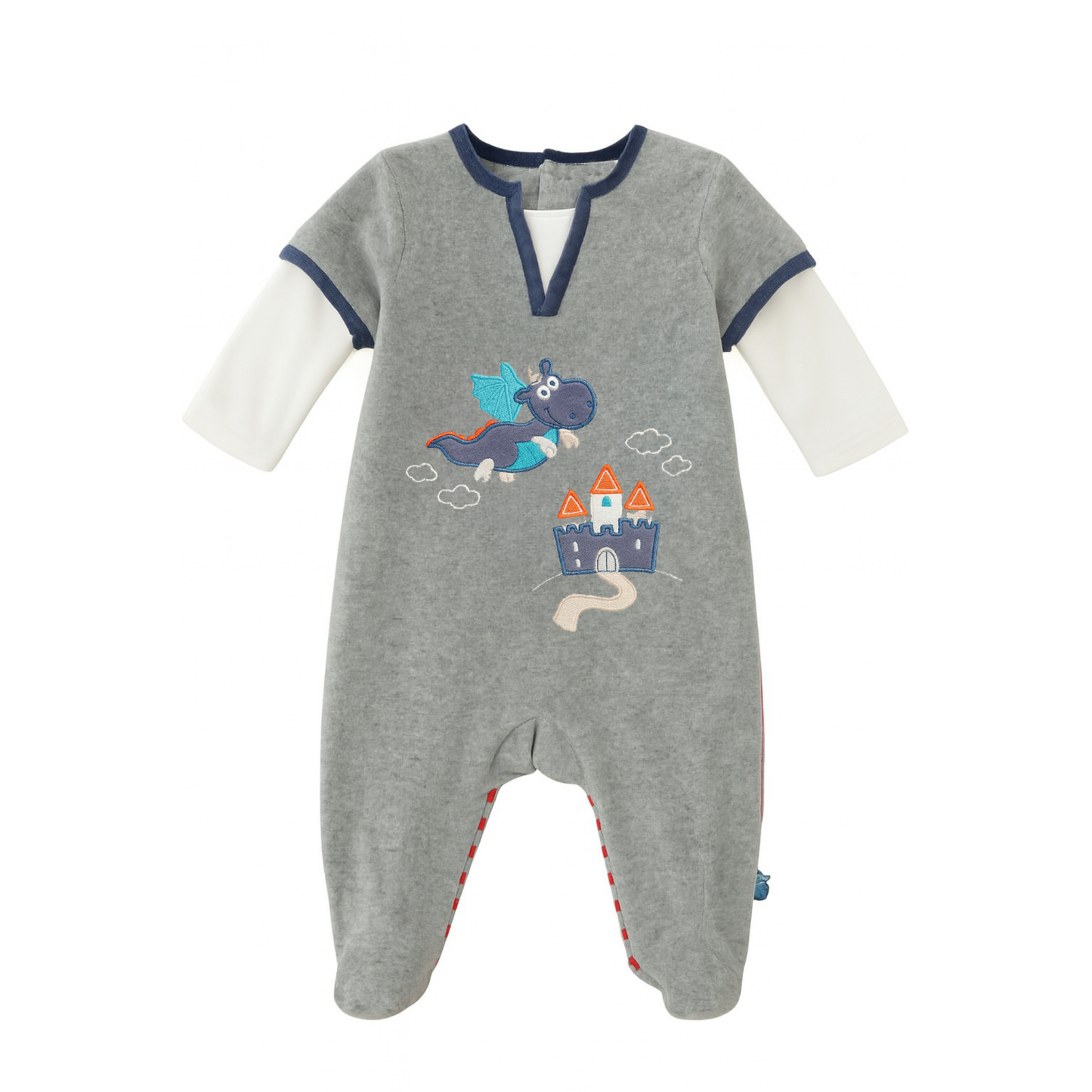 Robins Velvet Baby Footed Sleepsuit