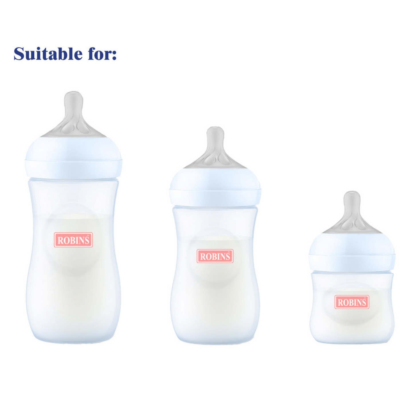 Robins Natural Feeding Bottle Silicone Teat Replacement 2-Pcs