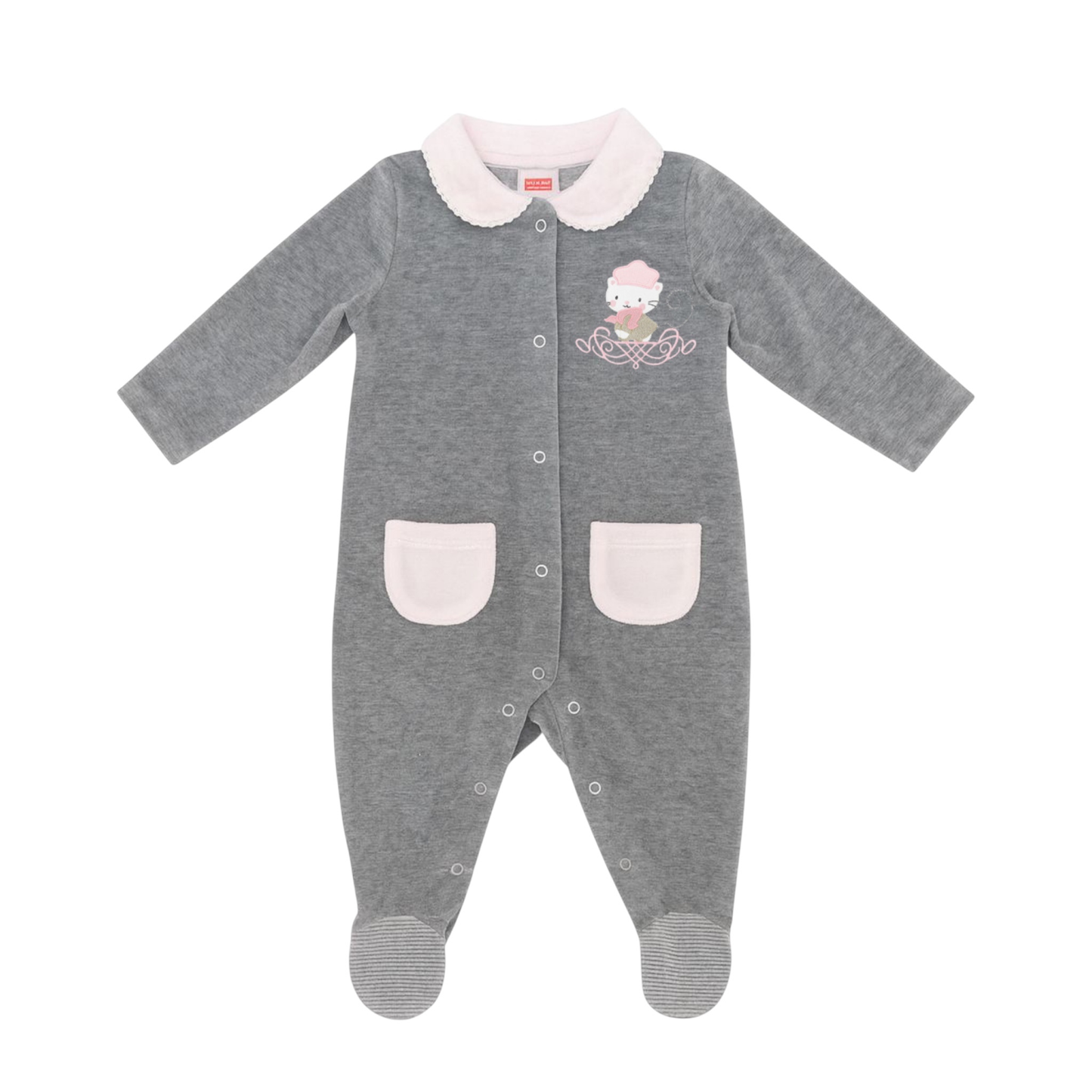 Robins Velvet Baby Footed Sleepsuit