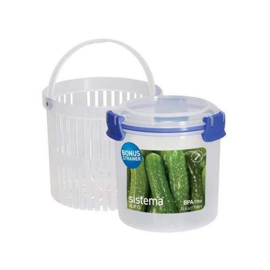 Sistema Klip It Round Container with Bonus Strainer 700ml