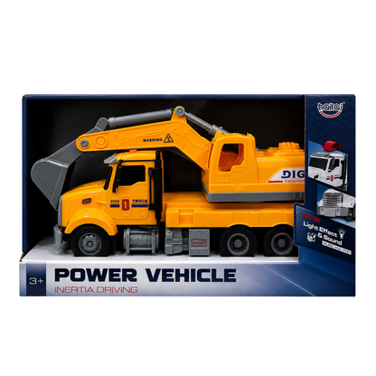 Power Vehicle Excavator Truck Toy with Light & Sound (3+ Ages)