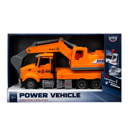 Power Vehicle Excavator Truck Toy with Light & Sound (3+ Ages)