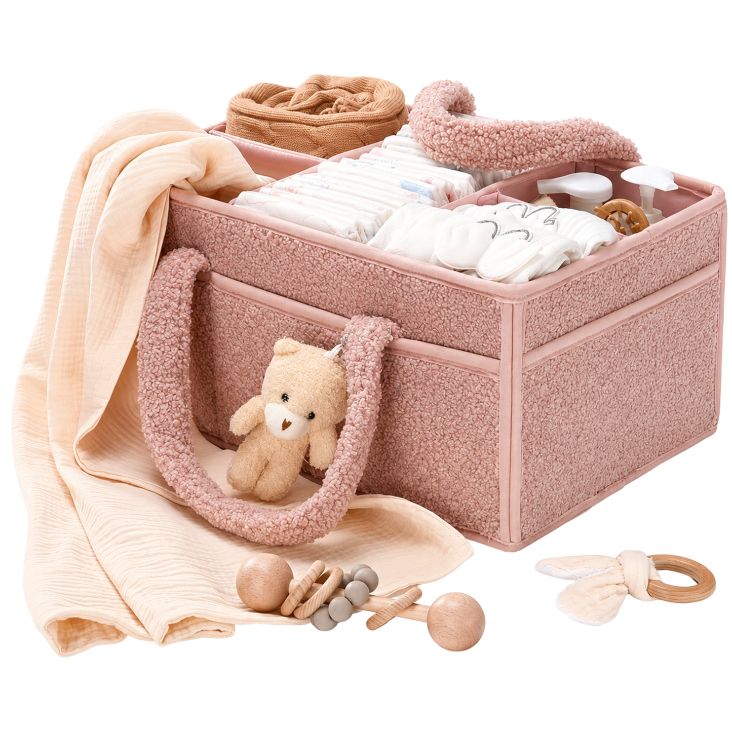 Robins Baby Organizer Basket with Teddy Bear