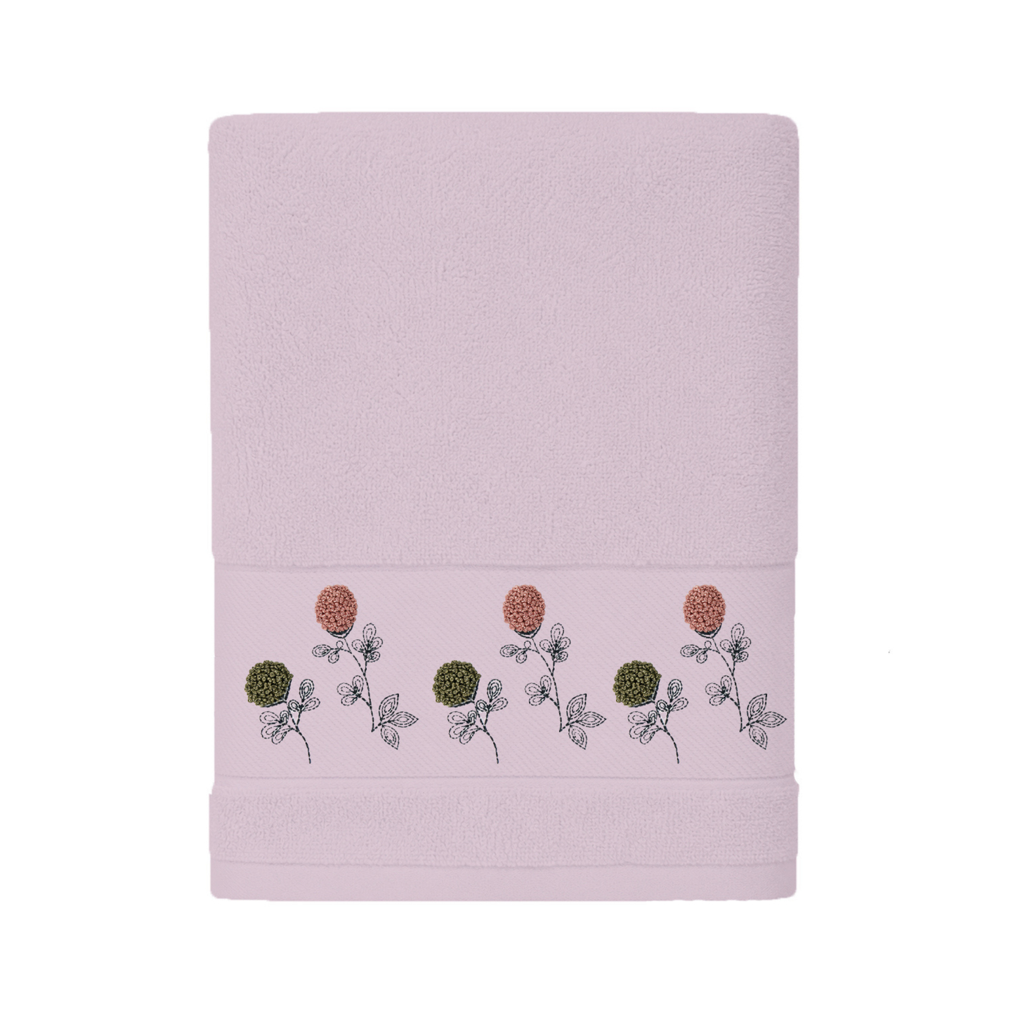 Robins Floral Embroidered Bath Towel – 70 × 140 cm