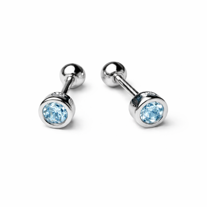Robins 925 Sterling Silver Baby Round Crystal Earrings
