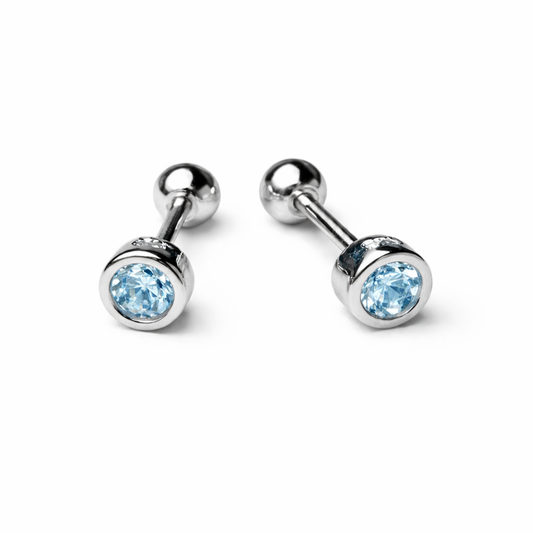 Robins 925 Sterling Silver Baby Round Crystal Earrings