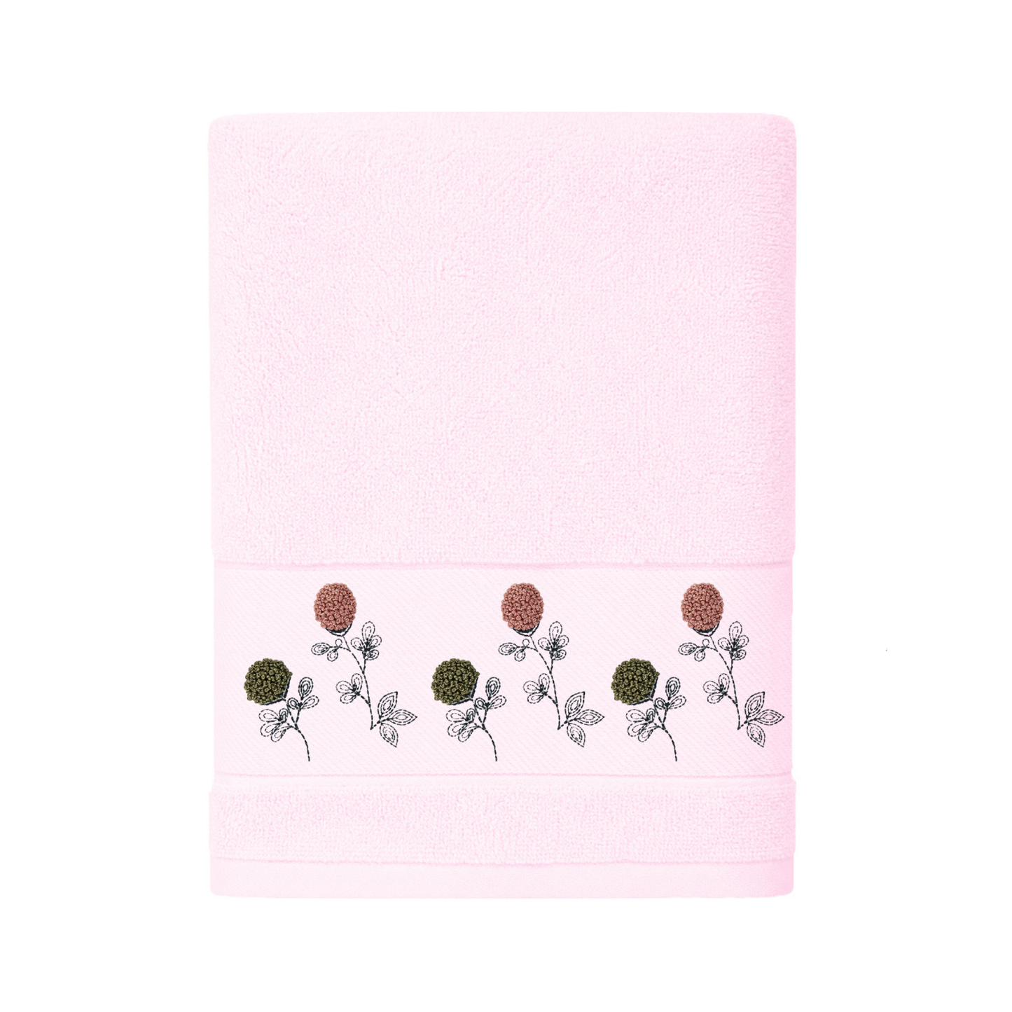 Robins Floral Embroidered Bath Towel – 70 × 140 cm