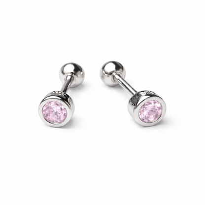 Robins 925 Sterling Silver Baby Round Crystal Earrings