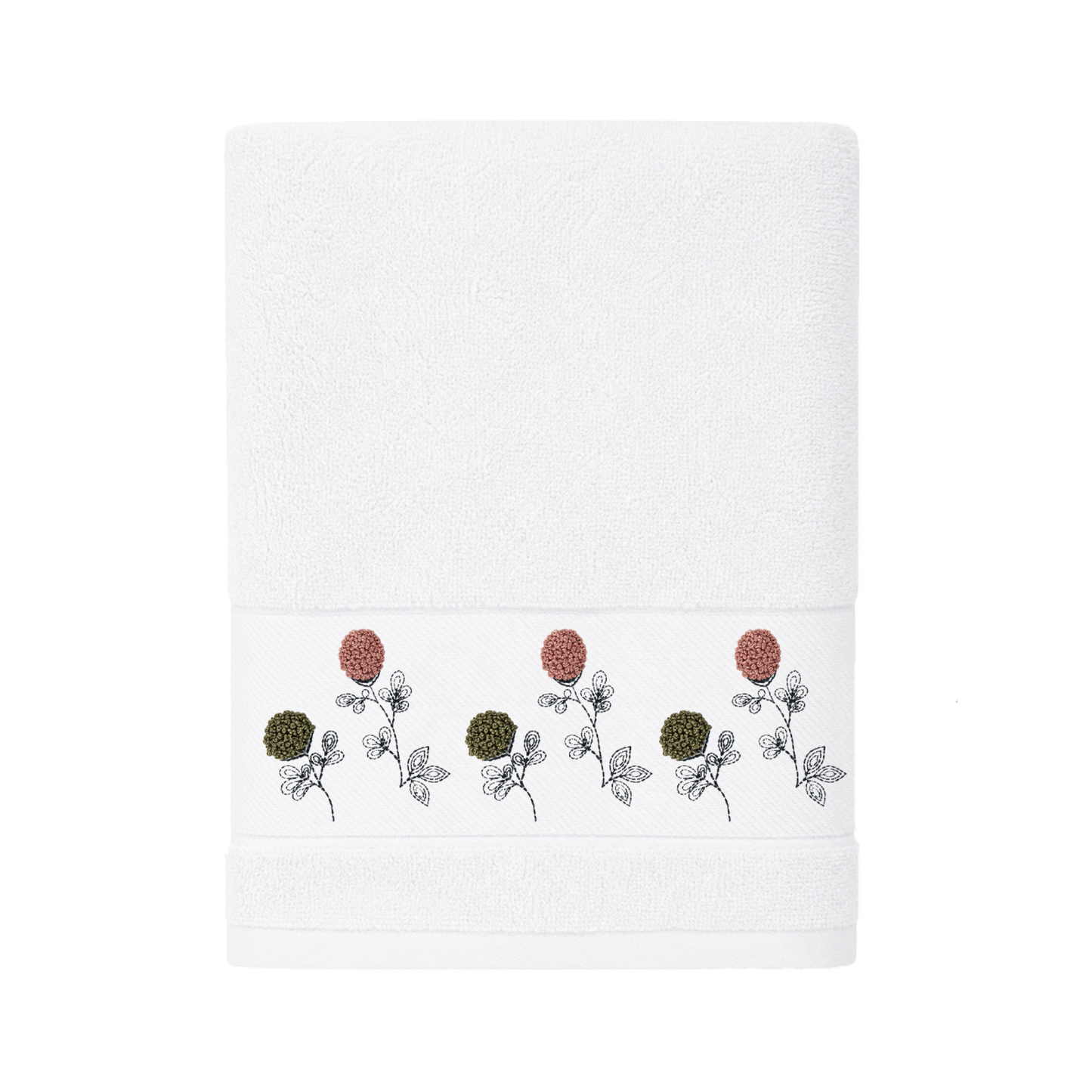 Robins Floral Embroidered Bath Towel – 70 × 140 cm