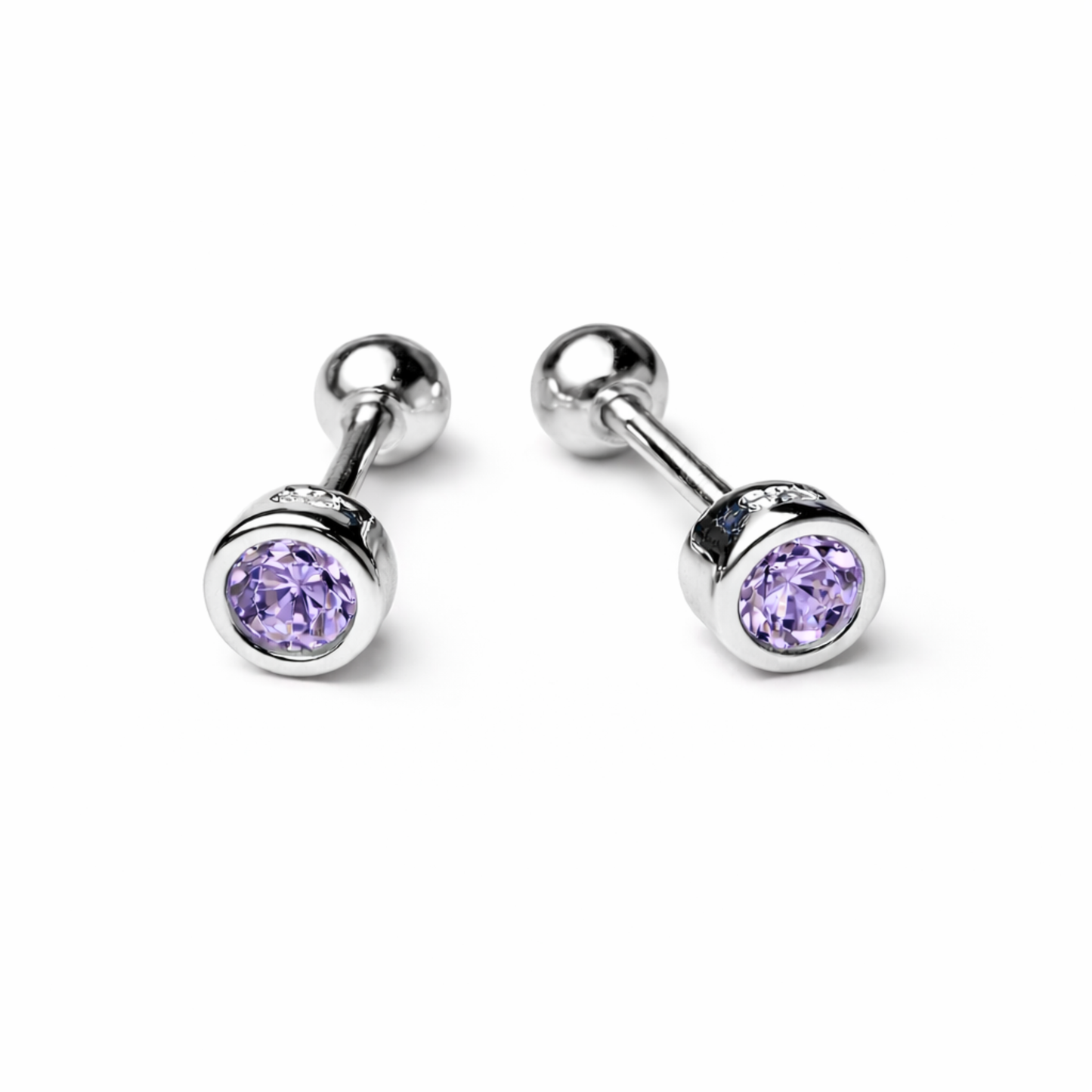 Robins 925 Sterling Silver Baby Round Crystal Earrings