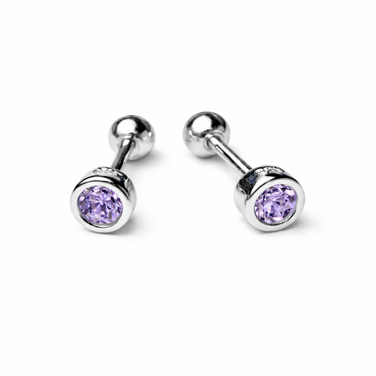 Robins 925 Sterling Silver Baby Round Crystal Earrings