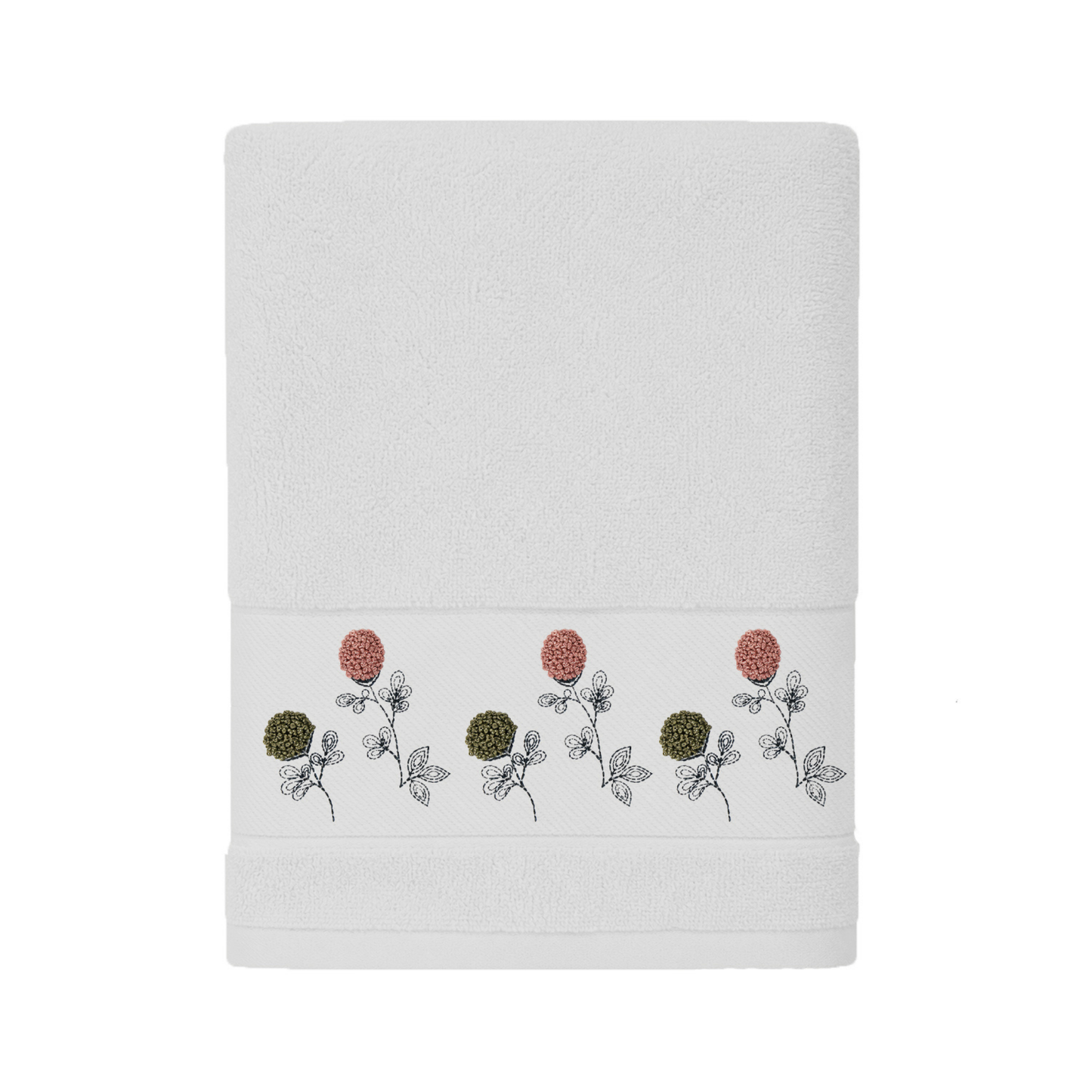 Robins Floral Embroidered Bath Towel – 70 × 140 cm