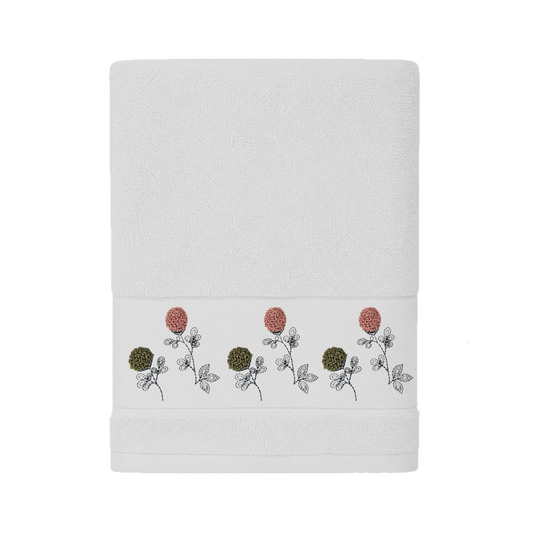 Robins Floral Embroidered Bath Towel – 70 × 140 cm