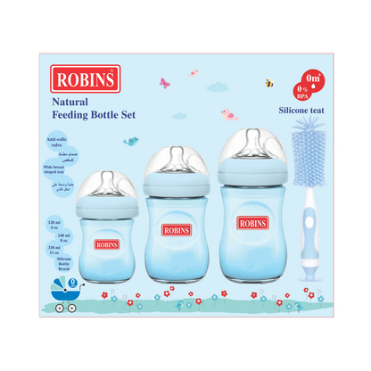 Robins Natural Feeding Anti Colic Feeding Bottles  4-Pcs Set