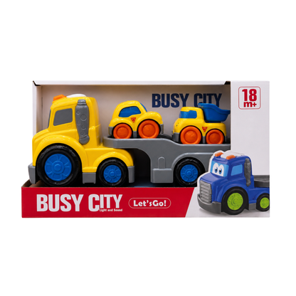 Busy City Car Carrier Truck Toy Set (Ages 18m+)