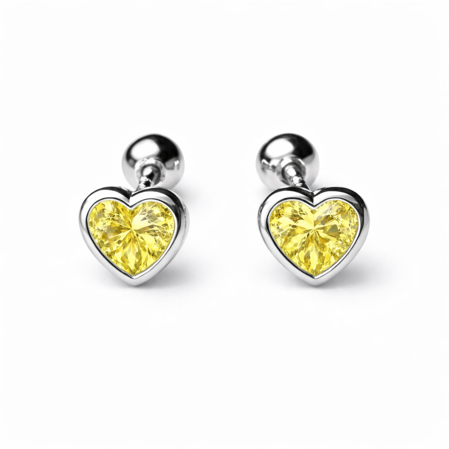 Robins 925 Sterling Silver Baby Heart Crystal Earrings