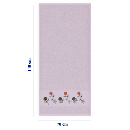 Robins Floral Embroidered Bath Towel – 70 × 140 cm