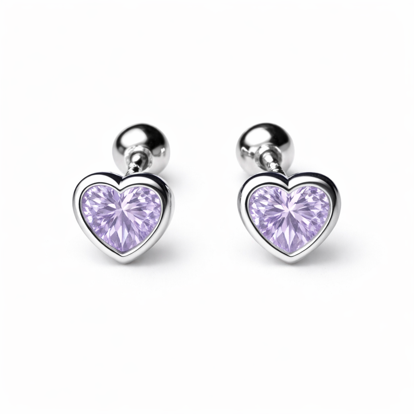 Robins 925 Sterling Silver Baby Heart Crystal Earrings