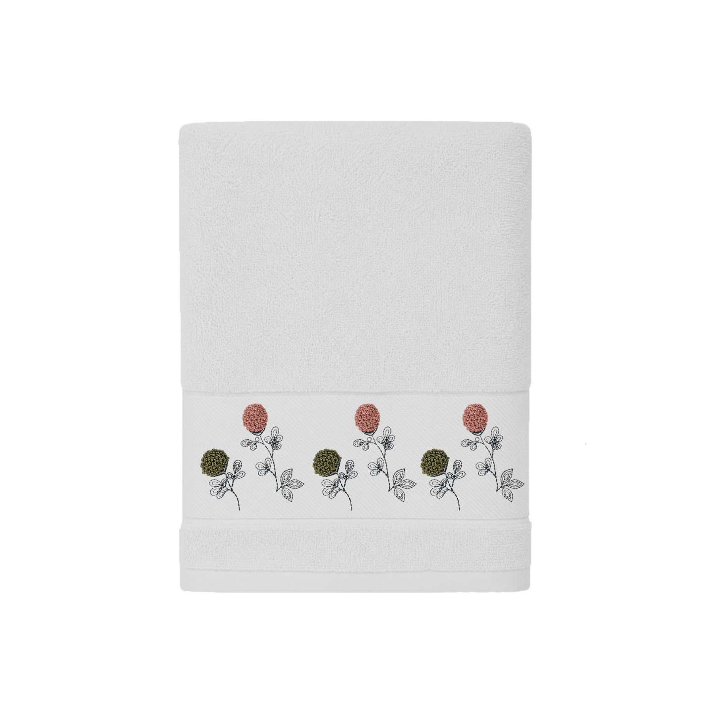 Robins Floral Embroidered Hand Towel – 50 × 100 cm