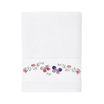 Robins Floral Embroidered Bath Towel – 70 × 140 cm