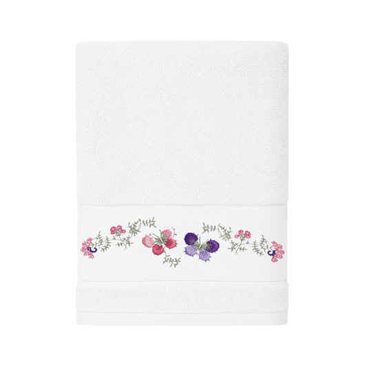 Robins Floral Embroidered Bath Towel – 70 × 140 cm