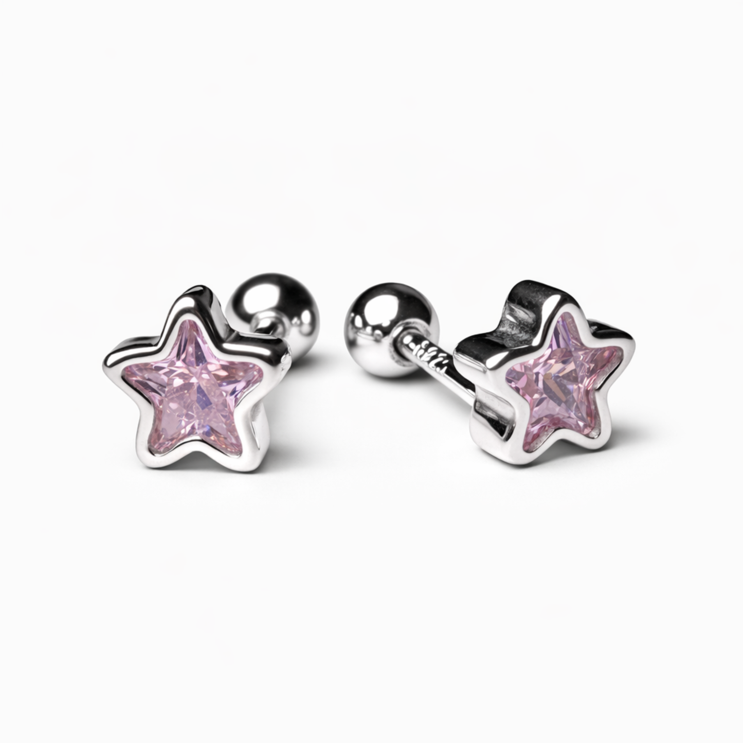 Robins 925 Sterling Silver Baby Star Crystal Earrings