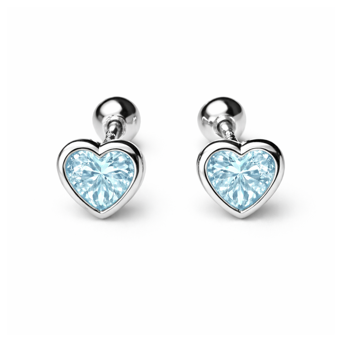 Robins 925 Sterling Silver Baby Heart Crystal Earrings