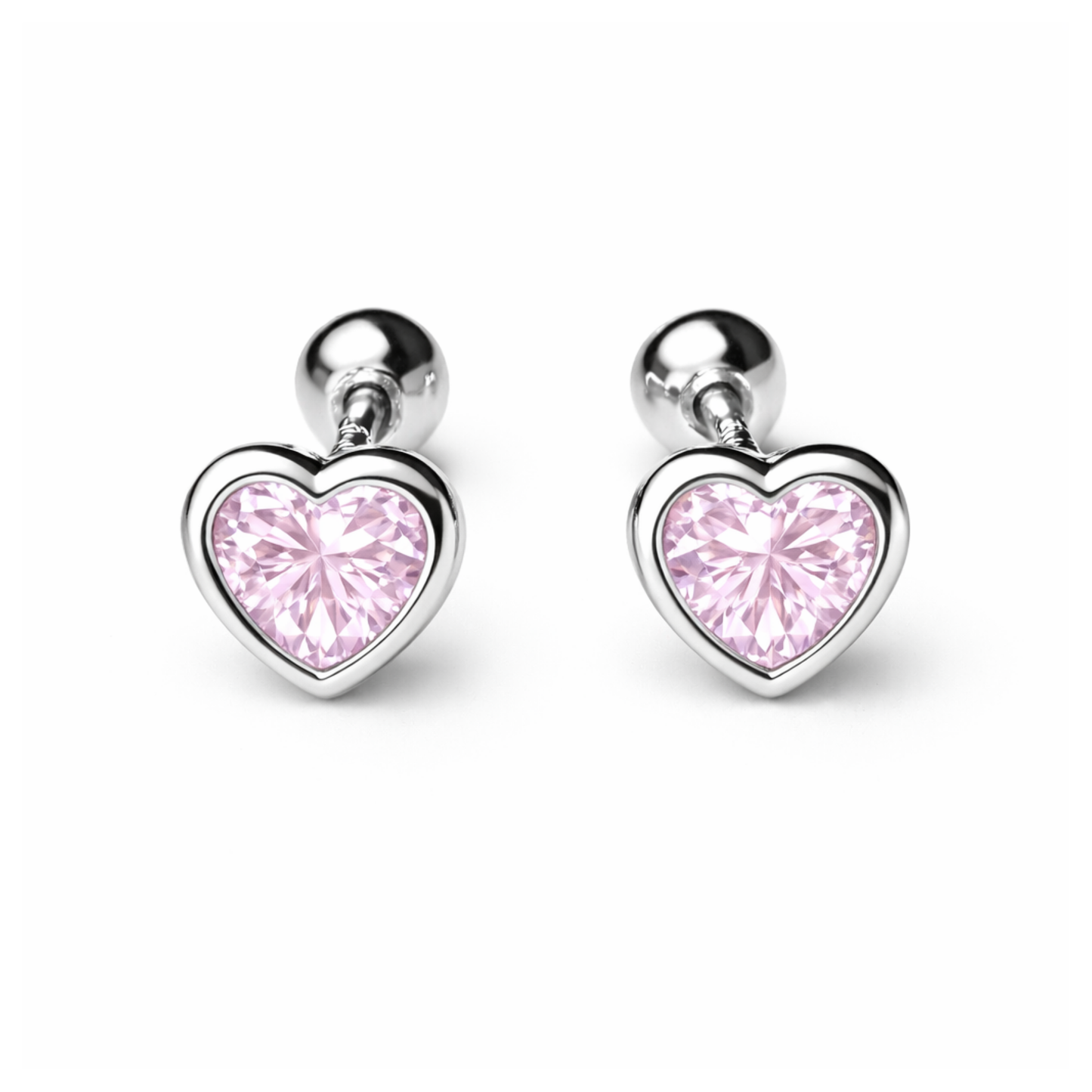 Robins 925 Sterling Silver Baby Heart Crystal Earrings
