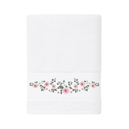 Robins Floral Embroidered Bath Towel – 70 × 140 cm