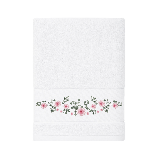 Robins Floral Embroidered Bath Towel – 70 × 140 cm