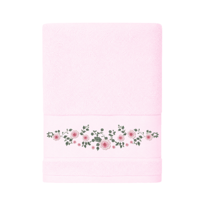 Robins Floral Embroidered Bath Towel – 70 × 140 cm