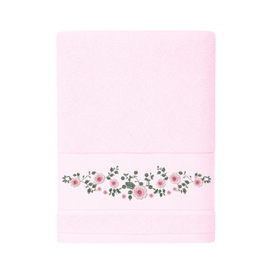 Robins Floral Embroidered Bath Towel – 70 × 140 cm
