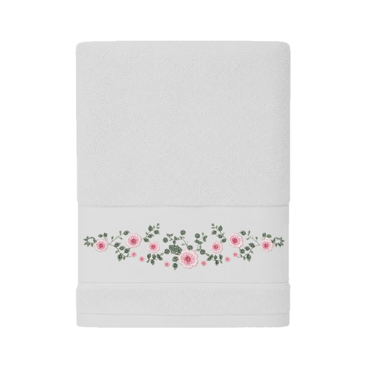Robins Floral Embroidered Bath Towel – 70 × 140 cm