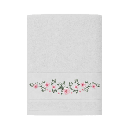Robins Floral Embroidered Bath Towel – 70 × 140 cm