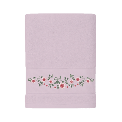 Robins Floral Embroidered Bath Towel – 70 × 140 cm