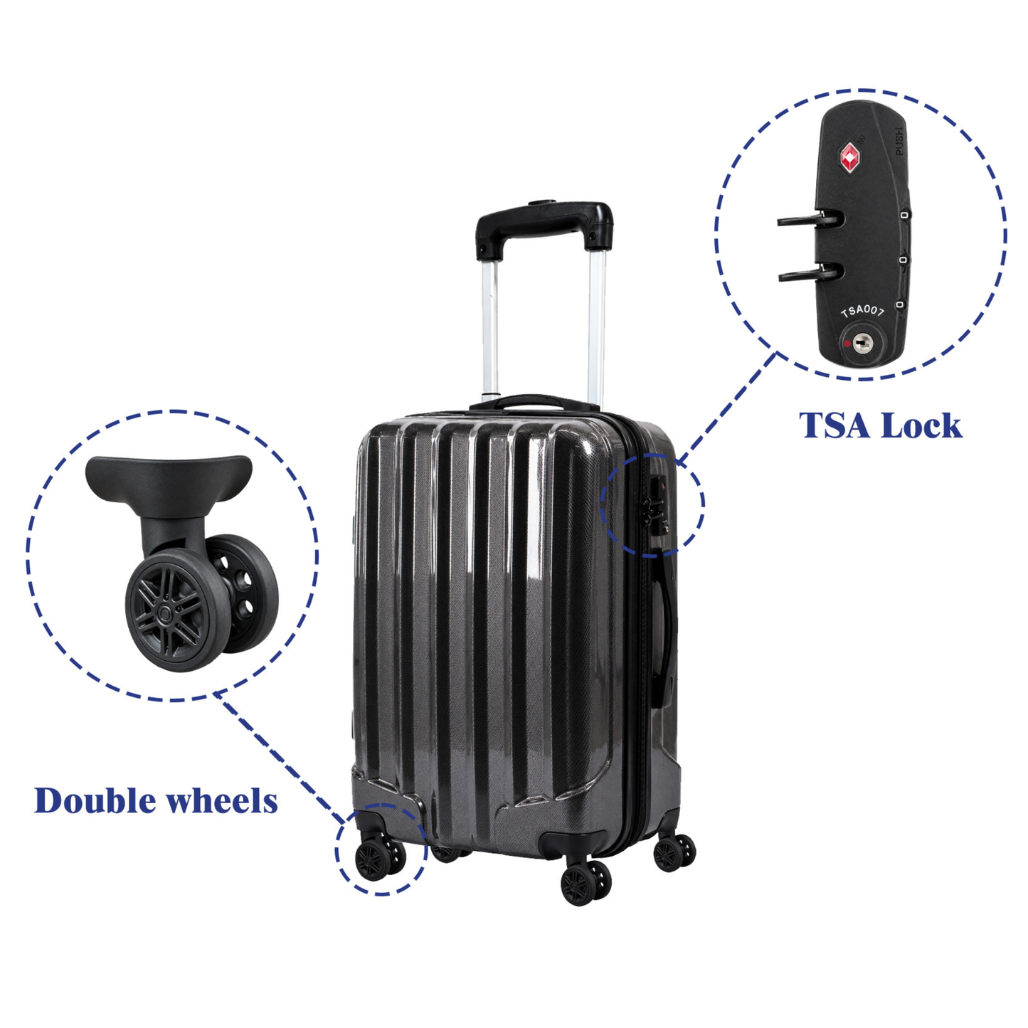 Charters Hard Shell 3-Piece Luggage Set – Dark Green