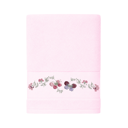 Robins Floral Embroidered Bath Towel – 70 × 140 cm