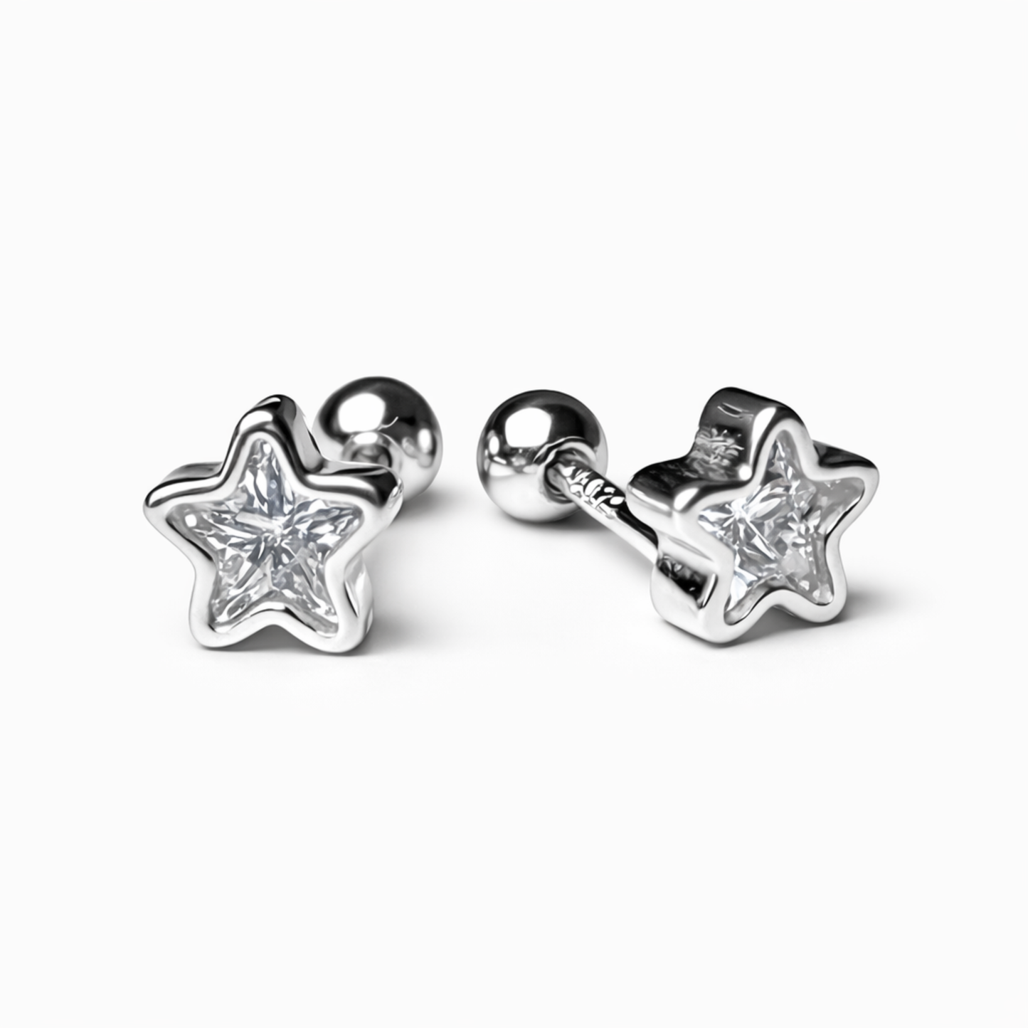 Robins 925 Sterling Silver Baby Star Crystal Earrings